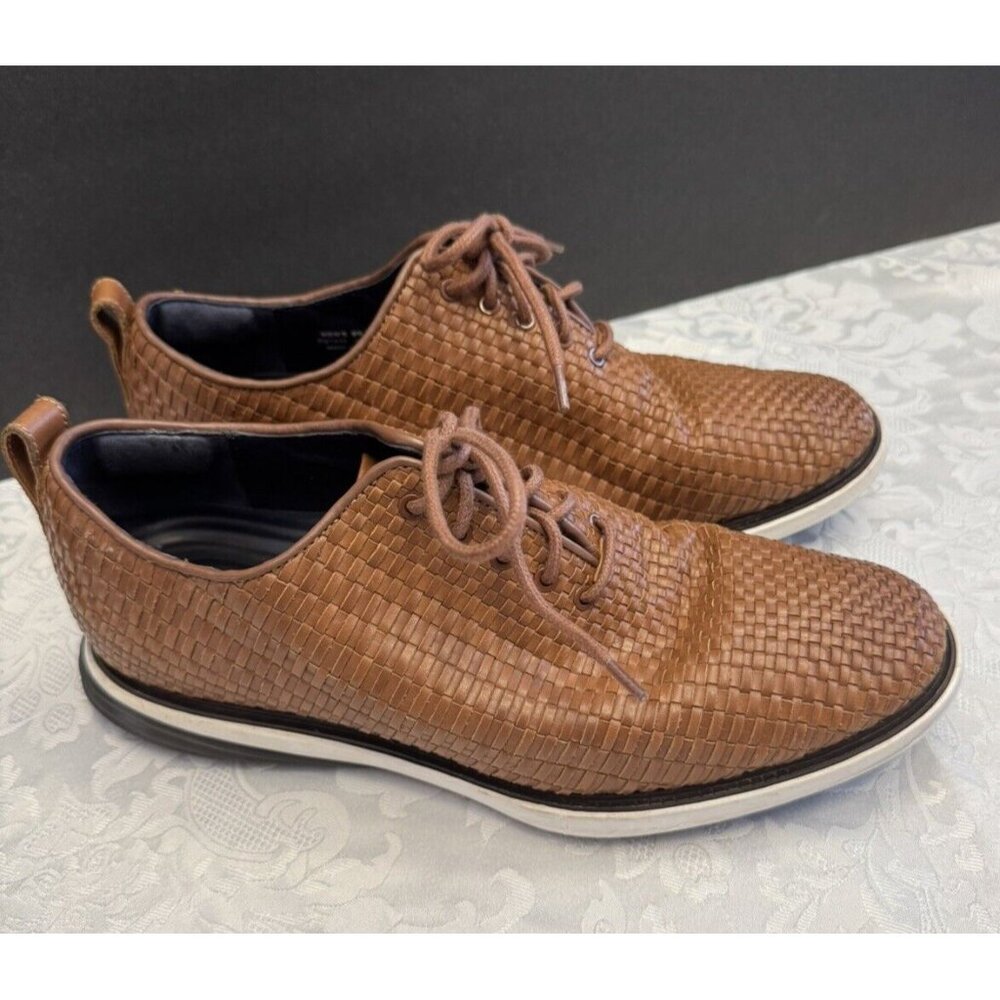 Cole Haan 9.5M Grand Evolution Woven Oxford In‎ Brown Leather Comfort Shoe - Picture 2 of 13